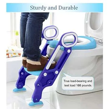 Potty Training Toilet Seat with Step Stool Ladder for Kids Children Baby Toddler Toilet Training Seat Chair with Soft Cushion Sturdy and Non-Slip Wide Steps for Girls and Boys (Blue Purple)