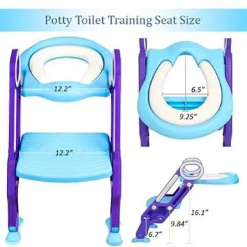 Potty Training Toilet Seat with Step Stool Ladder for Kids Children Baby Toddler Toilet Training Seat Chair with Soft Cushion Sturdy and Non-Slip Wide Steps for Girls and Boys (Blue Purple)