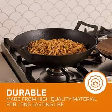 Bruntmor Enameled Cast Iron Wok - Perfect for Asian Cooking