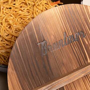 Bruntmor 14 Inch Blue Enameled Cast Iron Wok/Pot - Nonstick Skillet Pan with Large Loop Handles for Versatile Cooking - Oven Safe & Electric Stovetop Compatible - Indoor and Outdoor Culinary Essential