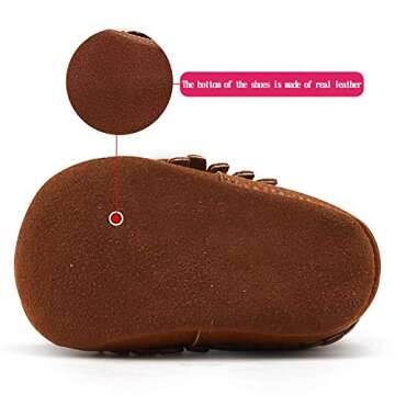 DELEBAO Infant Toddler Baby Soft Sole Tassel Bowknot Moccasinss Crib Shoes (6-12 Months, Brown)