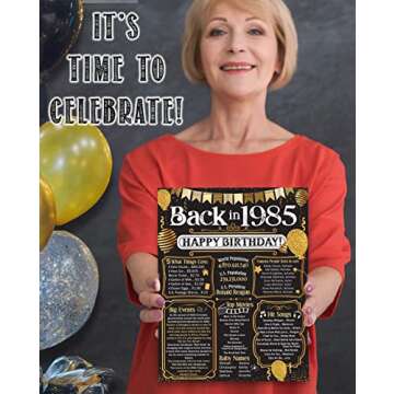 40th Birthday Party Decorations for 40th Birthday (Forty) - Remembering The Year 1985 - Party Supplies - Gifts for Men and Women Turning 40 - Back In 1985 Birthday Card 11x14 Unframed Print