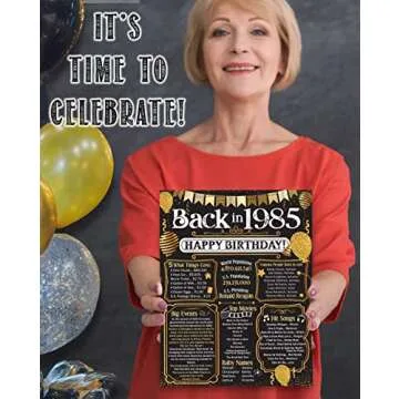 40th Birthday Party Decorations for 40th Birthday (Forty) - Remembering The Year 1985 - Party Supplies - Gifts for Men and Women Turning 40 - Back In 1985 Birthday Card 11x14 Unframed Print