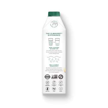 Elmhurst 1925 Cashew Milk, Unsweetened Cashew Milk, Shelf Stable Cashew Milk, Vegan, Kosher, Nondairy, Sugar Free, Non GMO, Plant Based Alternative Milk, Made With Water And Cashews, Simpler Better, 32 Ounce (Pack of 6)