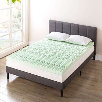 Mellow 4 Inch 5-Zone Memory Foam Mattress Topper - Ultimate Sleep Comfort with Green Tea Infusion