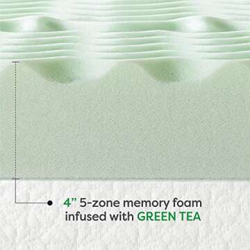 Mellow 4 Inch Green Tea Infused Mattress Topper