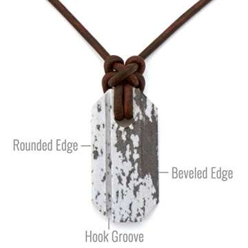 Wazoo Viking Whetstone Pendant | Knife Sharpener Necklace | Arkansas Novaculite on Leather Cord | No...