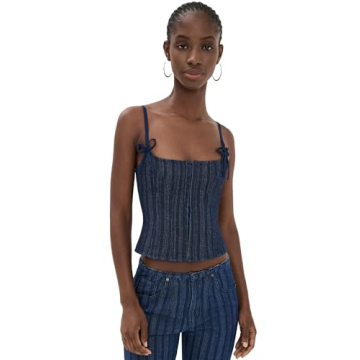 Lioness Women's Charismatic Denim Corset - Adjustable, Chic Style in Heavyweight Denim