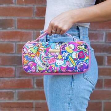 Sonix x Sanrio Nintendo Switch Case + Nintendo Switch Thumb Grip (Kuromi & My Melody) | Hello Kitty and Friends Stickers