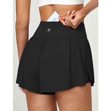 IUGA Athletic Shorts for Women Butterfly Shorts High Waisted Flowy Running Shorts 2 in 1 Crossover P...