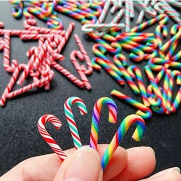 100Pcs Clay Candy Canes Red White Candy Canes Christmas Candy Cane Faux Candy Cane Christmas Stick Mini Polymer Soft Clay DIY Decoration for Nail Art Kit DIY Cake Food（3CM-Red +White）