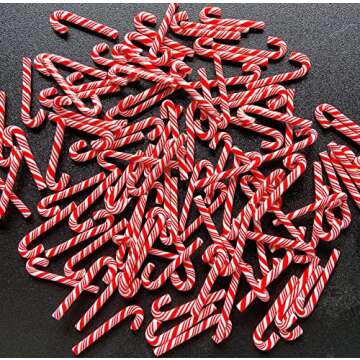 100Pcs Clay Candy Canes Red White Candy Canes Christmas Candy Cane Faux Candy Cane Christmas Stick Mini Polymer Soft Clay DIY Decoration for Nail Art Kit DIY Cake Food（3CM-Red +White）