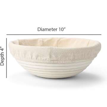 Saint Germain Bakery Premium Round Bread Banneton Basket with Liner - Perfect Brotform Proofing Bask...