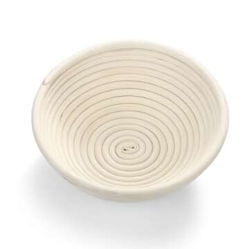 Saint Germain Bakery Premium Round Bread Banneton Basket with Liner - Perfect Brotform Proofing Basket for Making Beautiful Bread (10 inch)