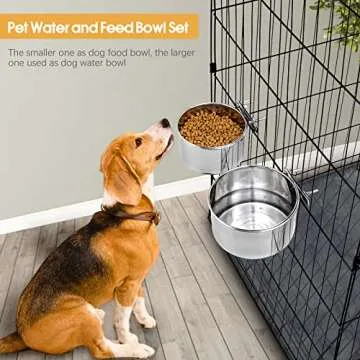 Large Non-Spill Dog Food Water Bowl Set for Crate