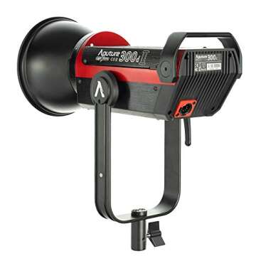 Aputure 300D II Led Video Light with 3.9-9.1 Feet Light Stand V-Mount 55000lux@0.5M 5500k Sidus Link App Control 8 Built-in Lighting Effects 2.4G 100m Wireless Remote Control USB Firmware Upgrade