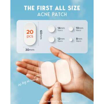 LitBear Large Acne Pimple Patches, 5 Sizes 80 Patches for Large Breakouts, Acne Patches for Face, Ch...