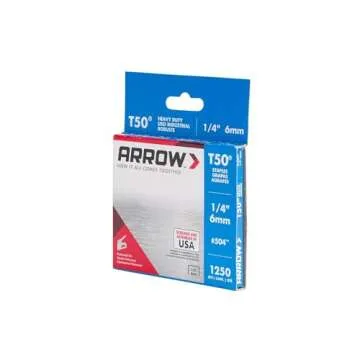 Arrow 504 Heavy Duty T50 1/4-Inch Leg Length, 3/8-Inch Crown, Staples for Upholstery, Construction, Furniture, Crafts, 1250-Pack