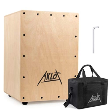 AKLOT Cajon Drum Box 10" Betula Wood Percussion with Gig Bag & Adjustable Snares
