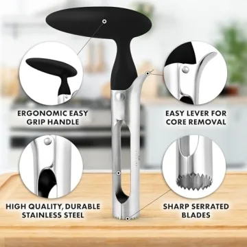 Zulay Kitchen Premium Apple Corer - Ultra Sharp Stainless Steel Tool