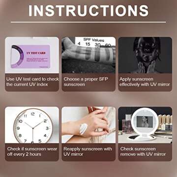 Compact UV Mirror with 2X Magnification for Skin Care