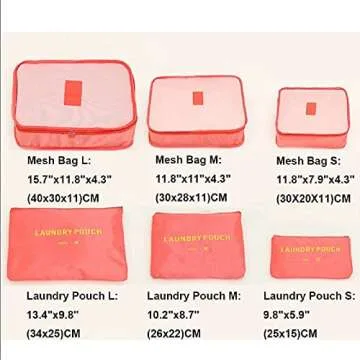 FiveRen Packing Travel Organizer Cubes Set Packing Cubes 6 PCS Travel Organizer Accessories, Watermelon Red