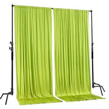 AK TRADING CO. 10 feet x 10 feet Light Green Polyester Backdrop Drapes Curtains Panels with Rod Pockets - Wedding Ceremony Party Home Window Decorations, 5FT x 10FT