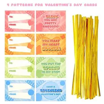 GoForward 28 Packs Valentine's Day Cards for Kids with Rainbow Springs, Fidget for Kids Valentine, F...