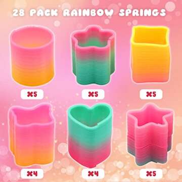 GoForward 28 Packs Valentine's Day Cards for Kids with Rainbow Springs, Fidget for Kids Valentine, Fidget Toys for Valentines Day Gifts, Classroom Gift Exchange