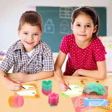 GoForward 28 Packs Valentine's Day Cards for Kids with Rainbow Springs, Fidget for Kids Valentine, Fidget Toys for Valentines Day Gifts, Classroom Gift Exchange