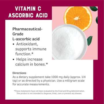 Judee’s Pure Vitamin C Powder 11.25oz - 100% Non-GMO, Gluten-Free & Nut-Free - (L - Ascorbic Acid) - Immune Support & Antioxidant Supplement - No Fillers - for Cosmetics and Preserving Foods