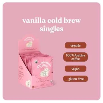 Chamberlain Coffee Fluffy Lamb Vanilla Cold Brew Singles - Cold Brew Coffee Bags with Notes of Vanilla & Roasted Nuts - 10 Single Serve Cold Brew Sachets