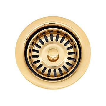 Premier Copper Products D-130PB 3.5-Inch Deluxe Garbage Disposal Drain w/Basket, Polished Brass