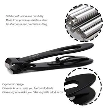 SZQHT Ultra Wide Jaw Opening Nail Clippers Set, Toenail Clippers for Thick Nails, Heavy Duty Nail Cutter, Seniors,Stainless Steel Toe Nail Clippers, Nail File, Manicure,Pedicure,Men & Women Big(Black)