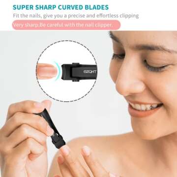 SZQHT Ultra Wide Jaw Opening Nail Clippers Set, Toenail Clippers for Thick Nails, Heavy Duty Nail Cutter, Seniors,Stainless Steel Toe Nail Clippers, Nail File, Manicure,Pedicure,Men & Women Big(Black)