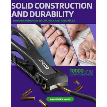 SZQHT Ultra Wide Jaw Opening Nail Clippers Set, Toenail Clippers for Thick Nails, Heavy Duty Nail Cutter, Seniors,Stainless Steel Toe Nail Clippers, Nail File, Manicure,Pedicure,Men & Women Big(Black)