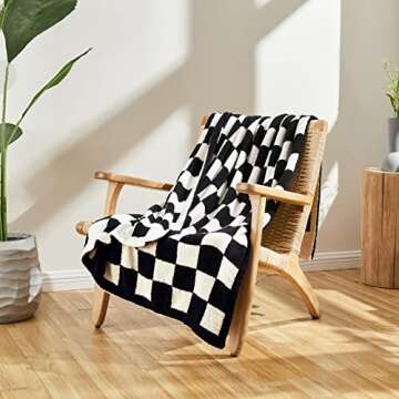 CozeCube Checkered Blanket, Ultra Soft Cozy Black and White Checkered Throw Blanket, Warm Fluffy Che...