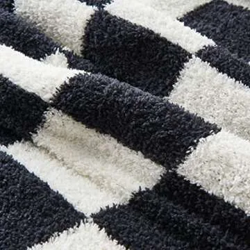 CozeCube Checkered Blanket, Ultra Soft Cozy Black and White Checkered Throw Blanket, Warm Fluffy Checkerboard Throw Blanket, Black Checkered Blanket, for Couch Bed Sofa, 50x60 Inches