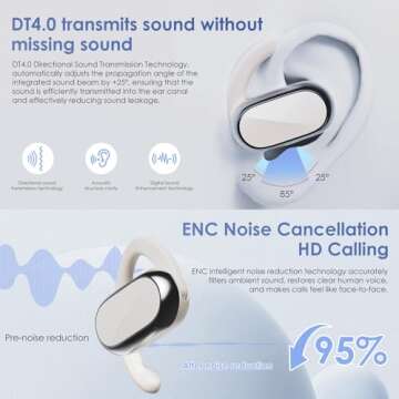 Butyoef Open Ear Headphones,360-Degree Panoramic Sound, DT4.0 Without Sound Loss,Air Conduction, 48H Range,LED Display,IPX7 Waterproof, Wireless Earbuds for Meeting, Driving,Traveling