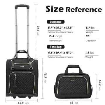 Coolife Luggage Carry On and Tote Bag Set for Travelers