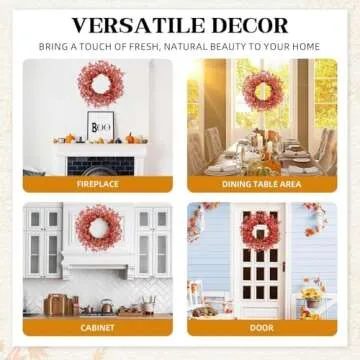 Fall Wreaths with Little Pumpkins & Berries, 20-22 Inch Harvest Thanksgiving Wreath, Farmhouse Fall Decorations for Home Front Door Porch Wall Window, Autumn Wreath for Indoor Outdoor