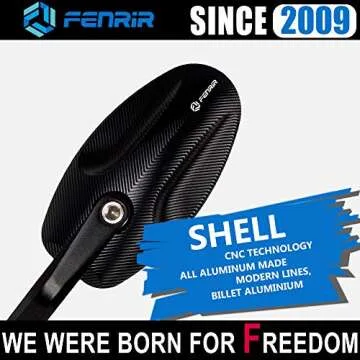 FENRIR CNC Aluminum Alloy Cafe Racer Black Motorcycle Bar End Mirrors Side 22mm 7/8" inch Handlebar Mirror Universal Rear View For M8/M6 Standard Super Sport Naked Street Bike Cruiser Minimoto Scooter