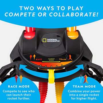 NATIONAL GEOGRAPHIC Air Rocket Toy – Jump & Launch Dueling Air Rockets up to 100Ft., Includes Laun...