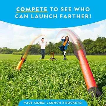 NATIONAL GEOGRAPHIC Air Rocket Toy – Jump & Launch Dueling Air Rockets up to 100Ft., Includes Launcher, 4 Foam-Tipped Rockets, Outdoors Kids Toys, Kids Science Kit, Rocket Launcher (Amazon Exclusive)