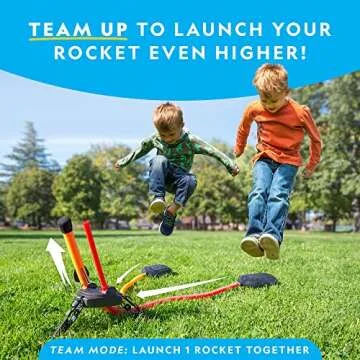 NATIONAL GEOGRAPHIC Air Rocket Toy – Jump & Launch Dueling Air Rockets up to 100Ft., Includes Launcher, 4 Foam-Tipped Rockets, Outdoors Kids Toys, Kids Science Kit, Rocket Launcher (Amazon Exclusive)