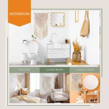 Livalaya Boho Macrame Woven Wall Hanging Beige 16 in x 36 in Modern Bohemian Tapestry wall Art Decor for House, Apartment, Dorm, Bedroom, Nursery, Party Decorations, Wedding, Wall Ornament