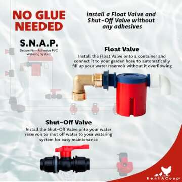 RentACoop Secure Non-Adhesive PVC (S.N.A.P) Watering System Union Tee Pack of 2 for Chickens, Quail, and Poultry