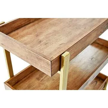 Amazon Brand – Rivet 3-Tiered Rustic Metallic Rolling Wood and Metal Bar Cart, 29.9"W, Natural