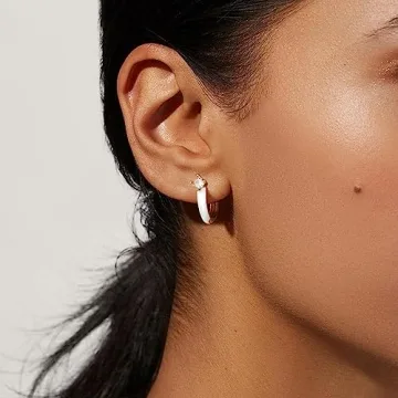 KissYan Gold Huggie Enamel Earrings for Fashion Lovers