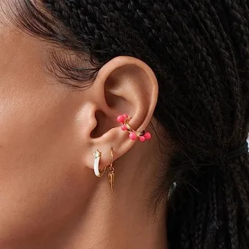 KissYan Gold Huggie Enamel Earrings for Fashion Lovers